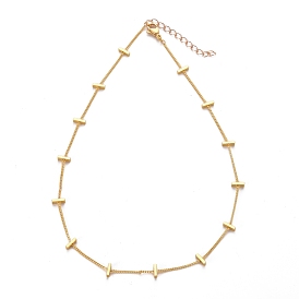 Brass Twisted Chain Curb Chain Necklaces, with Rectangle Beads and 304 Stainless Steel Lobster Claw Clasps
