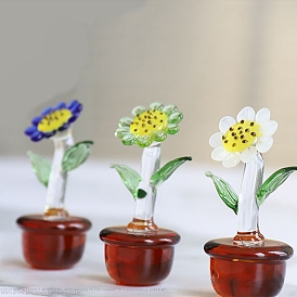 Lampwork Bonsai Display Decorations, Artificial Flower Planter, for Home Decoration