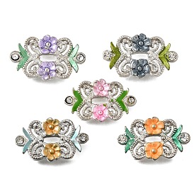 Латунные хрустальные стразы цветы многорядные звенья, Эмаль стиле, без кадмия и без свинца, стойки покрытие, платина