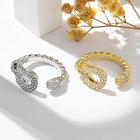 Латунные кольца из манжеты с прозрачным цирконием, абс пластик жемчуг украшения для женщин, долговечный, стойки покрытие, без свинца и без кадмия
