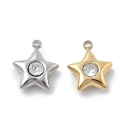 304 подвески из нержавеющей стали, со стразами, ионное покрытие (ip), звезда