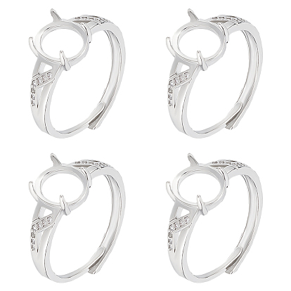 4шт. регулируемые настройки для колец-солитеров из латуни, 4 настройки кольца зубца когтя, с четким кубического циркония