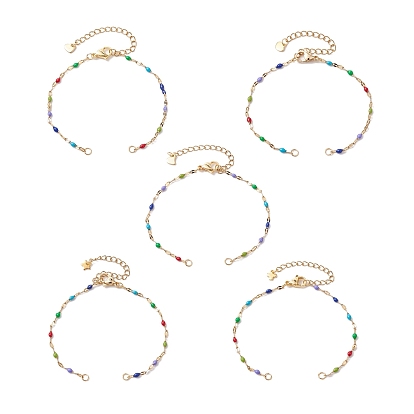 304 звенья браслетов из нержавеющей стали, с эмалью, золотые
