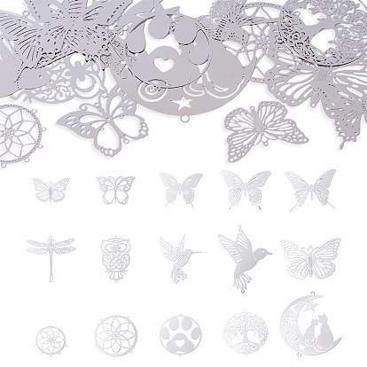 15 шт. 15 стили из нержавеющей стали соединительные подвески, бабочка луна сова ссылки, разнообразные, не тускнеет