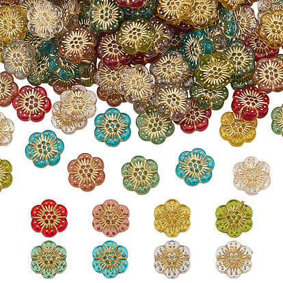 160 шт 8 цвета прозрачные акриловые бусины, цветка сливы, золотой металл обвитыми