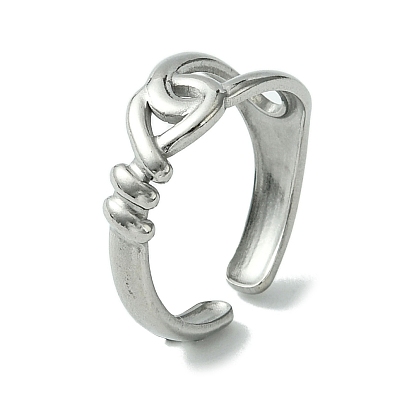 304 Stainless Steel Open Cuff Ring, Hollow Knot