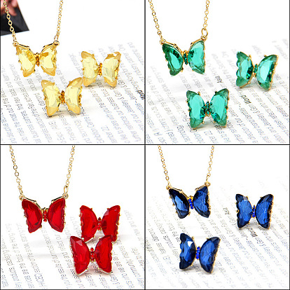 Ожерелья, серьги-гвоздики и кольца из сплава бабочки для женщин, с кубического циркония