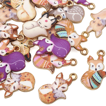 32 шт. 8 цвета подвески из окрашенного сплава, очарование лисы, без кадмия, без никеля и без свинца, золотые