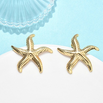 Морские звезды 201 нержавеющей стали серьги, с 304 штифтов из нержавеющей стали, вакуумное покрытие pvd, долговечный