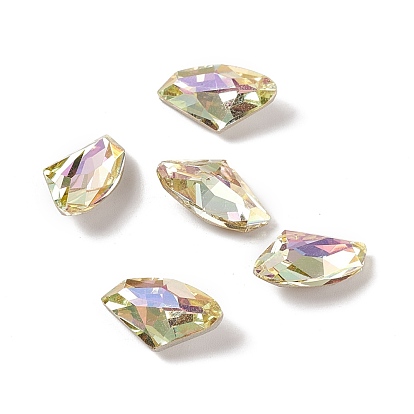 Glass Rhinestone Cabochons, Pointed Back & Back Plated, Triangle