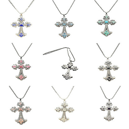 Alloy Pendant Necklaces, Cross fleury