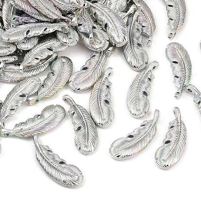 УФ-покрытие непрозрачные бусины из пластика ccb, радужный, перо