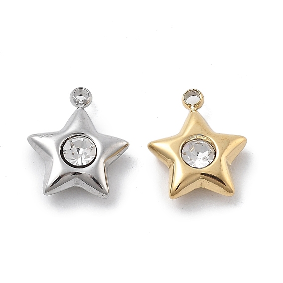 304 подвески из нержавеющей стали, со стразами, ионное покрытие (ip), звезда