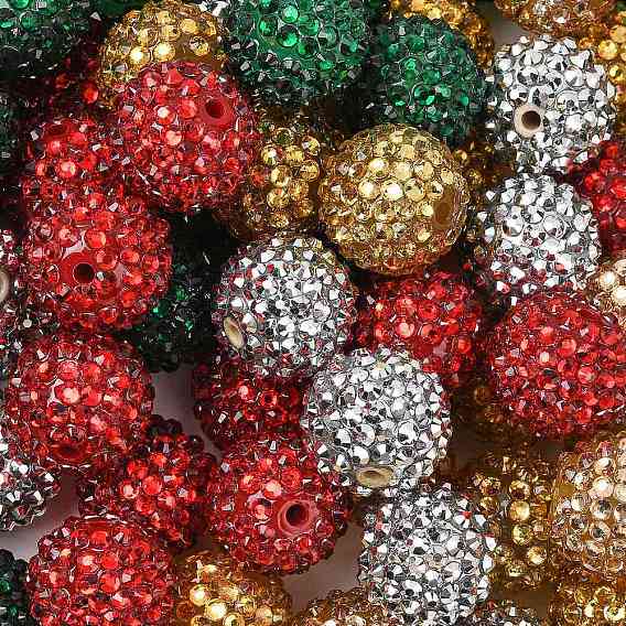 Бусины из смоляных стразов на рождественскую тематику, с акриловыми круглыми бусинами внутри, для жевательной резинки ювелирных изделий