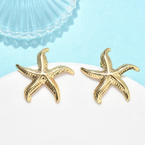Морские звезды 201 нержавеющей стали серьги, с 304 штифтов из нержавеющей стали, вакуумное покрытие pvd, долговечный