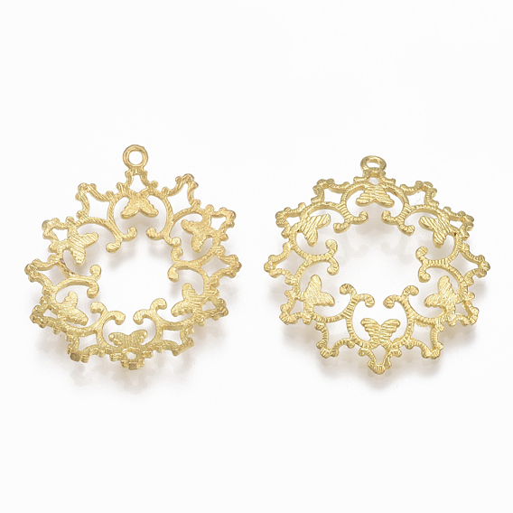 Латунные филигранные подвески, без никеля , цветок