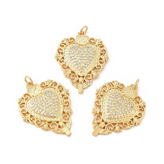 Стойка металлическая латунная микропрофилированная кубическая циркония подвески, без кадмия и без свинца, очарование священного сердца, с целью перехода в кольце