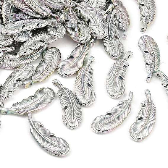 УФ-покрытие непрозрачные бусины из пластика ccb, радужный, перо