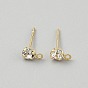 Hallazgos de aretes de bronce, con diamantes de imitación y 925 alfileres de plata esterlina, plano y redondo