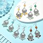 Natural & Synthetic Mixed Gemstone Heart Chandelier Earrings, Alloy Teardrop Earrings with 304 Stainless Steel Pins