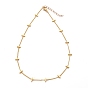 Brass Twisted Chain Curb Chain Necklaces, with Rectangle Beads and 304 Stainless Steel Lobster Claw Clasps