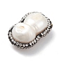 Natural Pearl Nuggets Beads, with Polymer Clay Rhinestone