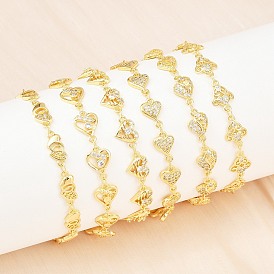 Латунные браслеты-цепочки с микропаве из прозрачных кубических цирконий для женщин, стойки покрытие, долговечный, без свинца и без кадмия, реальный 18 k позолоченный