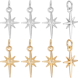20 шт. 2 цвета латунные подвески, с прыжковых колец, Полярная звезда