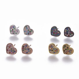 Латунь кубического циркония серьги стержня, сердце