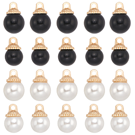 40 шт 4 стили подвески из сплава, с пластиковыми бусинами из искусственного жемчуга, золотой свет, круглые