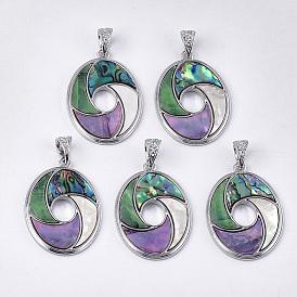 Подвески из раковины, со смоляным дном и выводами из сплава, овальные