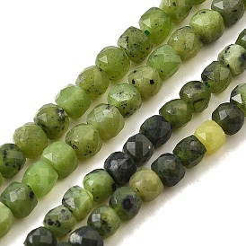 Бусы из натурального канадского нефрита, граненые, кубические