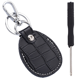 1 набор брелоков-подвесок из коровьей кожи, со сплавочной фурнитурой, платина, с отверткой, слеза