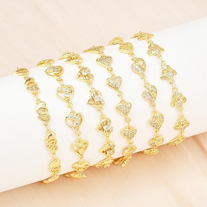 Латунные браслеты-цепочки с микропаве из прозрачных кубических цирконий для женщин, стойки покрытие, долговечный, без свинца и без кадмия, реальный 18 k позолоченный