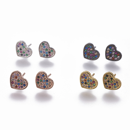 Латунь кубического циркония серьги стержня, сердце