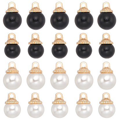 40 шт 4 стили подвески из сплава, с пластиковыми бусинами из искусственного жемчуга, золотой свет, круглые