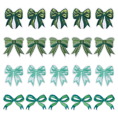 20Pcs 4 Styles Bowknot Polyester Embroidery Sew on Cloth Patches, Sewing Craft Decoration