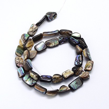 Natural Paua Shell Beads Strands, Nuggets, 10~16x6~9x4~6mm, Hole: 1mm, about 15.7 inch