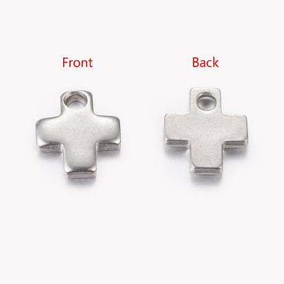 201 Stainless Steel Stamping Blank Tag Tiny Cross Charms, 6x5x0.9mm, Hole: 1mm