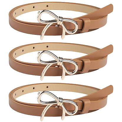 Женские ремни-цепочки из искусственной кожи с бантом из сплава, золотые