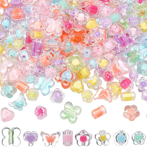 240шт 8 стили прозрачные пластиковые бусины, бусина в бусине, разнообразные