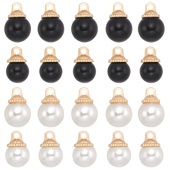 40 шт 4 стили подвески из сплава, с пластиковыми бусинами из искусственного жемчуга, золотой свет, круглые