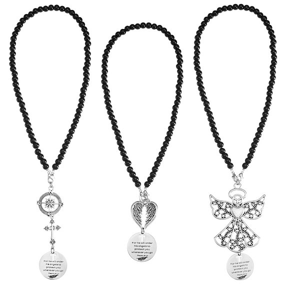 3шт. подвеска из стеклянных бусин, Сплав с подвесками, для подвесных украшений на зеркало заднего вида