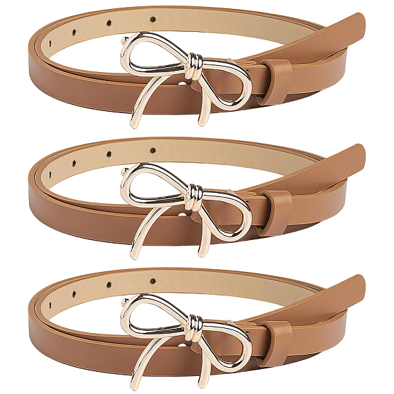 Женские ремни-цепочки из искусственной кожи с бантом из сплава, золотые