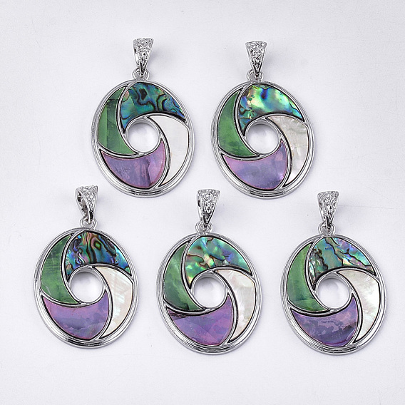 Подвески из раковины, со смоляным дном и выводами из сплава, овальные