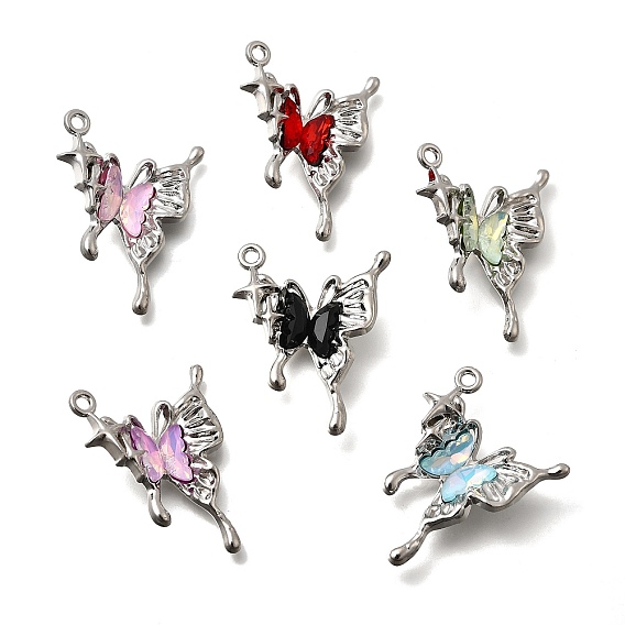 Сплав стекла подвески, бабочка, граненые