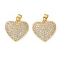 Латунные микропаве прозрачные подвески с фианитом, сердце прелести
