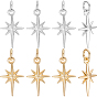 20 шт. 2 цвета латунные подвески, с прыжковых колец, Полярная звезда