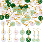 50Pcs 5 Colors Glass Imitation Gemstone Pendants, Flat Round Charm, with Alloy, Golden