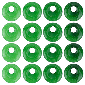 16шт. окрашенных натуральных малазийских нефритовых подвесок в форме пончика/диска с буквой «пи»